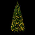 Slim artificial Christmas tree with warm white optic-fibre LED lights.