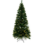 Artificial Christmas tree with warm white optic-fibre LED lights and metal stand.