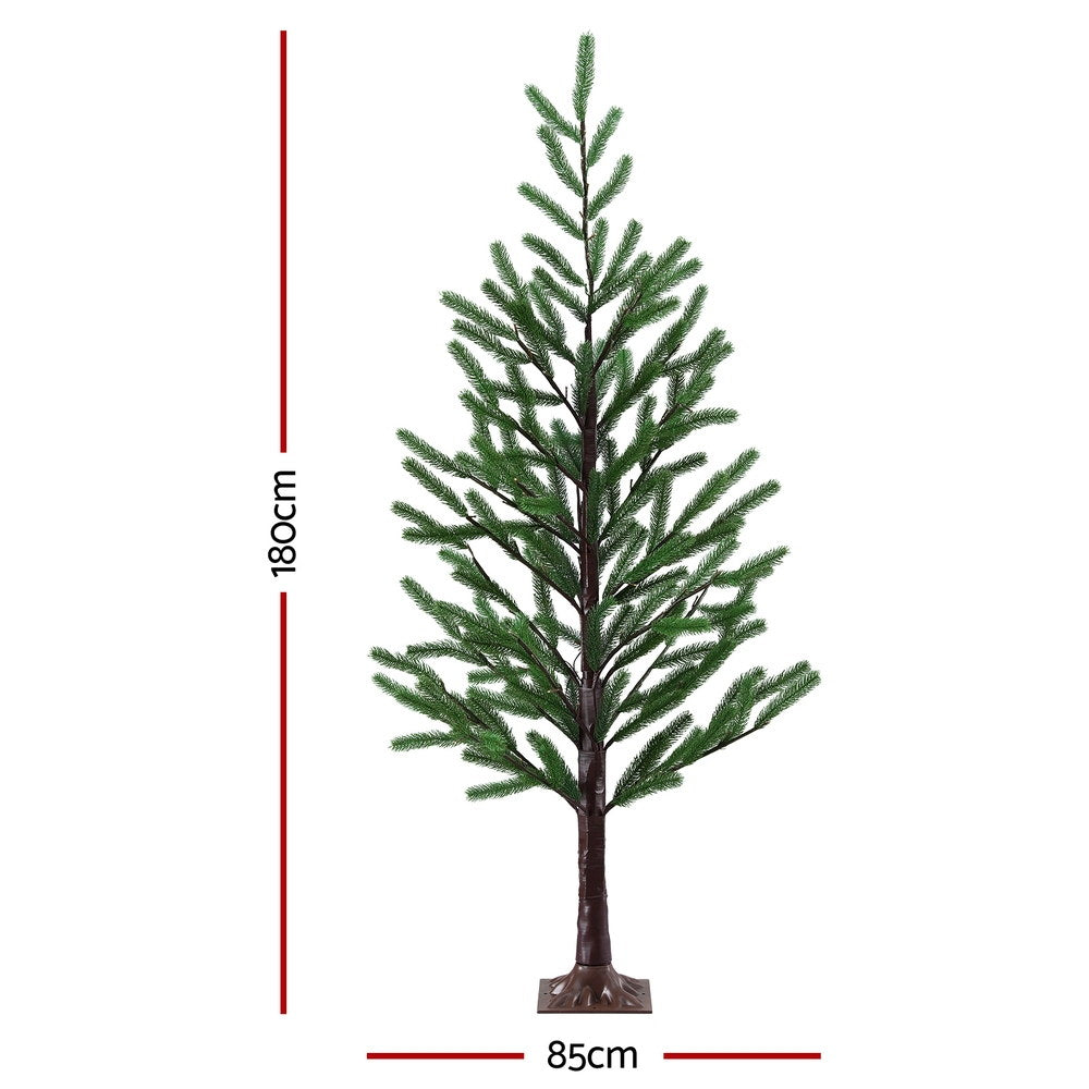 Pre-lit artificial Christmas tree, 180 cm tall, green branches with warm white LEDs