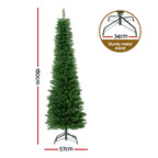 Pre-lit artificial Christmas tree, 1.8m tall, with metal stand and stable base
