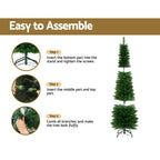 Artificial Christmas tree with warm LED lights, metal stand, easy 3-part assembly