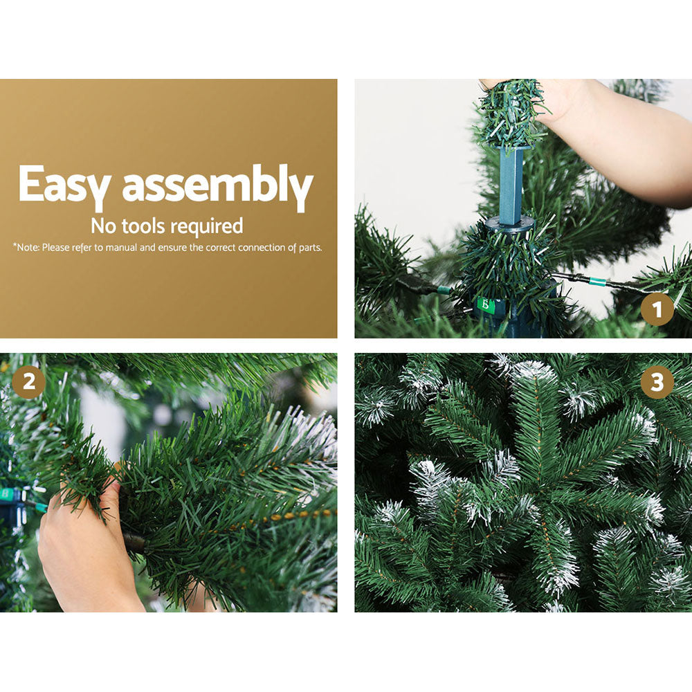 Artificial Christmas tree during assembly, with branches being attached to the stand