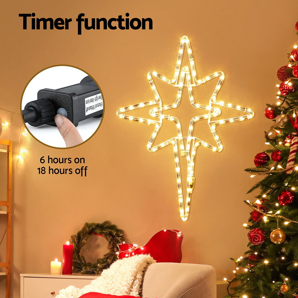 Warm-white LED Bethlehem star light with timer power adapter and cord