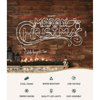 Merry Christmas LED rope light sign, white cable, 95.5cm length and 44cm height