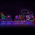 Multi-color LED train Christmas light decoration with glowing locomotive and cars