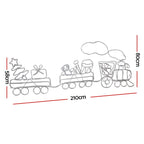 White outline LED train decoration on wire frame, 210cm long, 80cm high