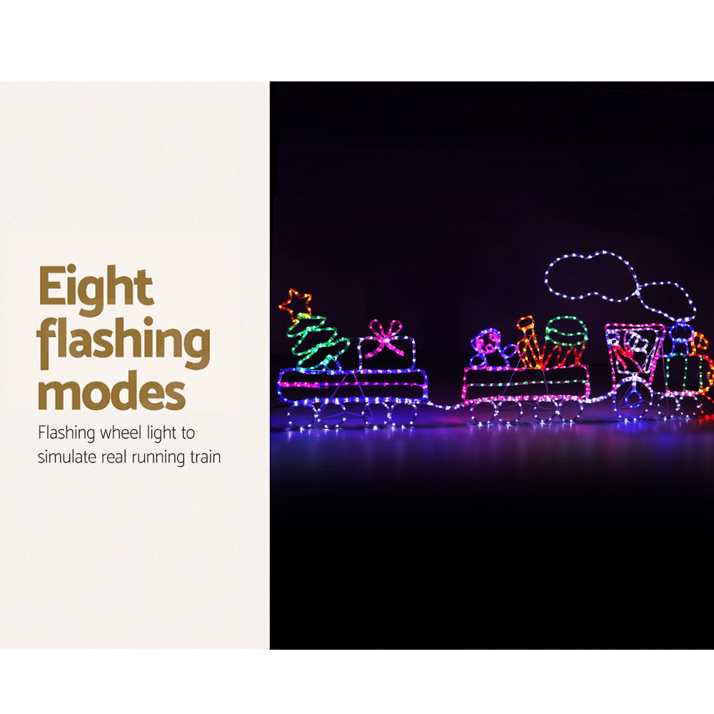 Flashing multi-color LED train Christmas light decoration with glowing track