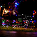 Outdoor multi-color LED train decoration with illuminated locomotive and carriages